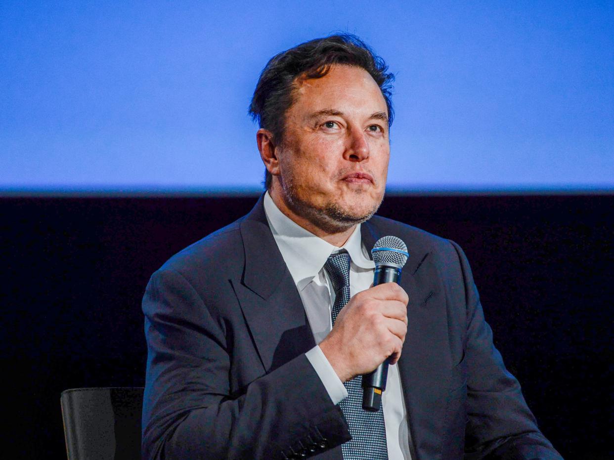 Elon Musk speaks at an oil and gas conference in Stavanger, Norway on Monday.