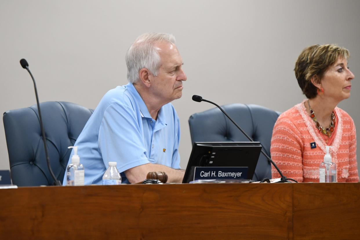 St. Joseph County Commissioner Carl H. Baxmeyer waits to respond to Debra Durall during the commissioners' meeting regarding the closing of Portage Manor on Tuesday, June 6, 2023.