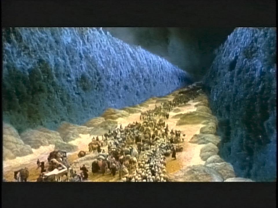 The parting of the Red Sea, as depicted in 1956's 'The Ten Commandments.'