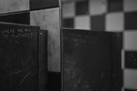 <p>This Logan tease, captioned 'Mutants,' shows a bathroom stall with a cryptic message — "Where Are All The Mutants?" — scrawled on it. Speculation continues that Hugh Jackman's final outing as Wolverine will be set in a dystopian future where superpowered mutants have been rendered an endangered species — if not eradicated — and where Logan operates as something of an aged, power-deficient nomad. (Photo: <a rel="nofollow noopener" href="https://www.instagram.com/p/BLi-o-ojhAs/" target="_blank" data-ylk="slk:wponx;elm:context_link;itc:0;sec:content-canvas" class="link ">wponx</a>/Instagram) </p>