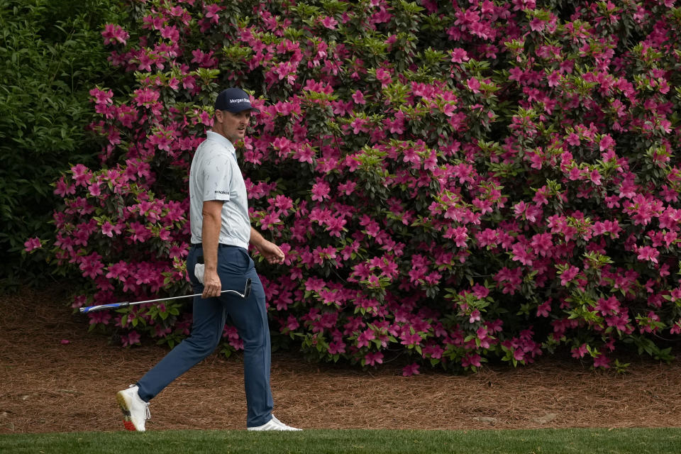 Justin Rose, of England, walks on the 12th hole during the first round of the Masters golf tournament on Thursday, April 8, 2021, in Augusta, Ga. (AP Photo/Charlie Riedel)