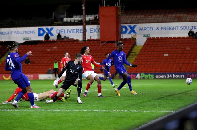 Tammy Abraham (right) turns home Chelsea's winner