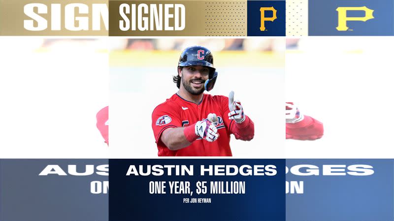 海盜隊和前守護者捕手海吉斯（Austin Hedges）簽屬為期1年500萬美元的合約。（圖／翻攝自Chris Rose Sports推特）