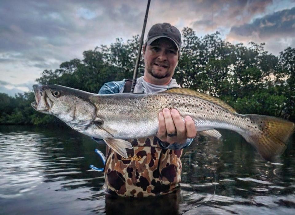 Robert Laughlin of Port St. Lucie caught & released this spotted seatrout while wade fishing Oct. 11, 2022 with a topwater plug in the Indian River Lagoon with Jayson Arman of Thats R Man fishing.