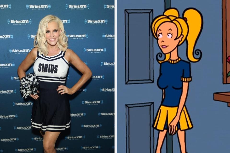 Jenny McCarthy dressed as a cheerleader and Brittany from Daria