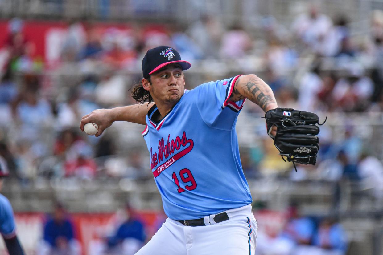 Blue Wahoos pitcher Zach McCambley is part of a pitching staff that is among the best in Minor League Baseball with earned run average and innings pitched.