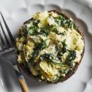 <p>Stuffed mushrooms and spinach-artichoke dip come together in this quick vegetarian recipe. Serve these cheesy stuffed mushrooms with a big salad for a satisfying and healthy dinner. <a href="https://www.eatingwell.com/recipe/277963/spinach-artichoke-stuffed-portobello-mushrooms/" rel="nofollow noopener" target="_blank" data-ylk="slk:View Recipe" class="link ">View Recipe</a></p>