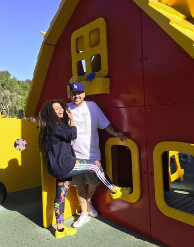 Kardashian and his rumoured fiancé celebrated by going to Legoland. Photo: Instagram