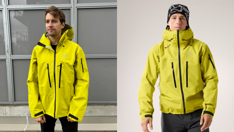 two men wearing yellow ALPHA SV JACKET MEN'S winter coats, This Arc'Teryx jacket is the coat you want for scaling a mountain (photos via Alex Cyr & Arc'Teryx).