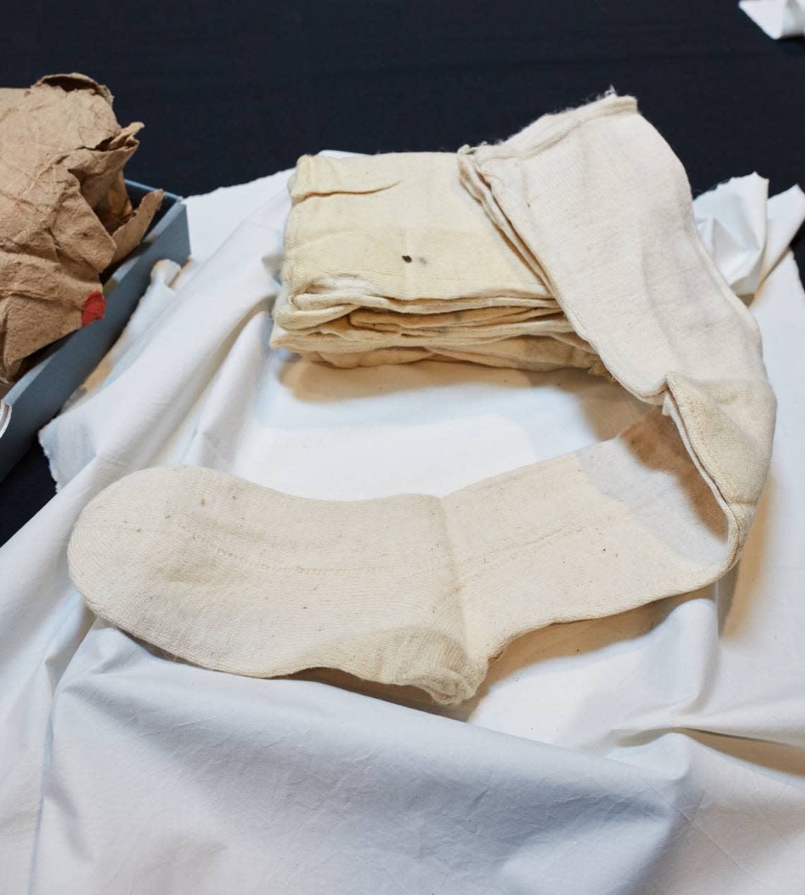 Some stockings found in the 217-year-old packages. Photo from The National Archives