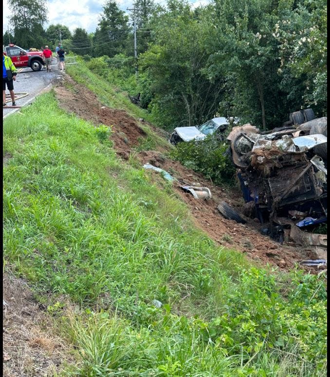 The crash site in Towns County where a Watkinsville man was killed.