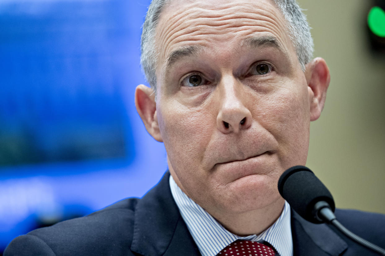 Scott Pruitt, the Environmental Protection Agency administrator, appeared before two House committees on Thursday.&nbsp; (Photo: Bloomberg via Getty Images)