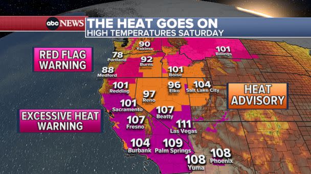 PHOTO: High temperatures map (ABC News)