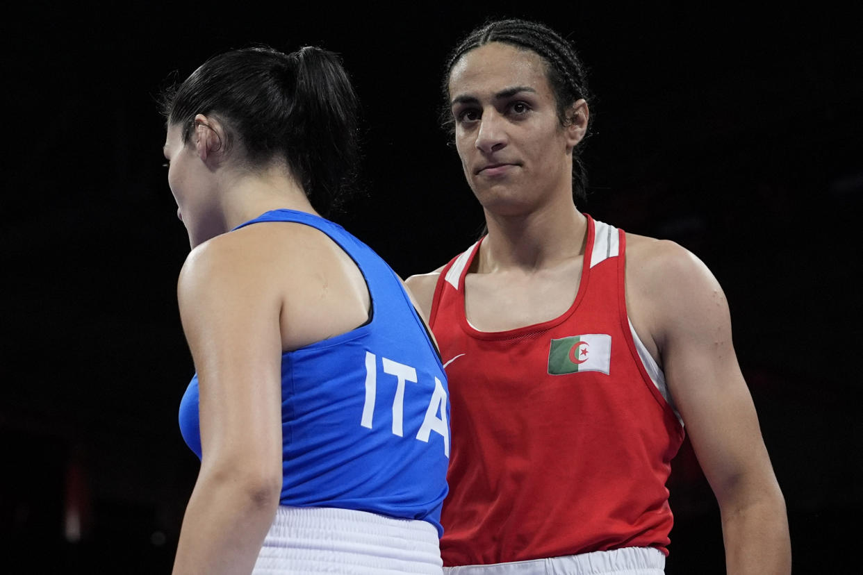 Imane Khelif, right, and Angela Carini 