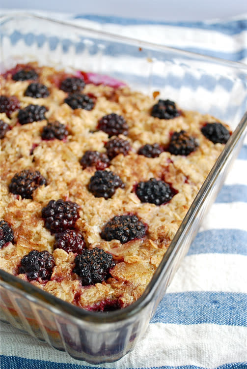 Baked Oatmeal with Blackberries and Ginger