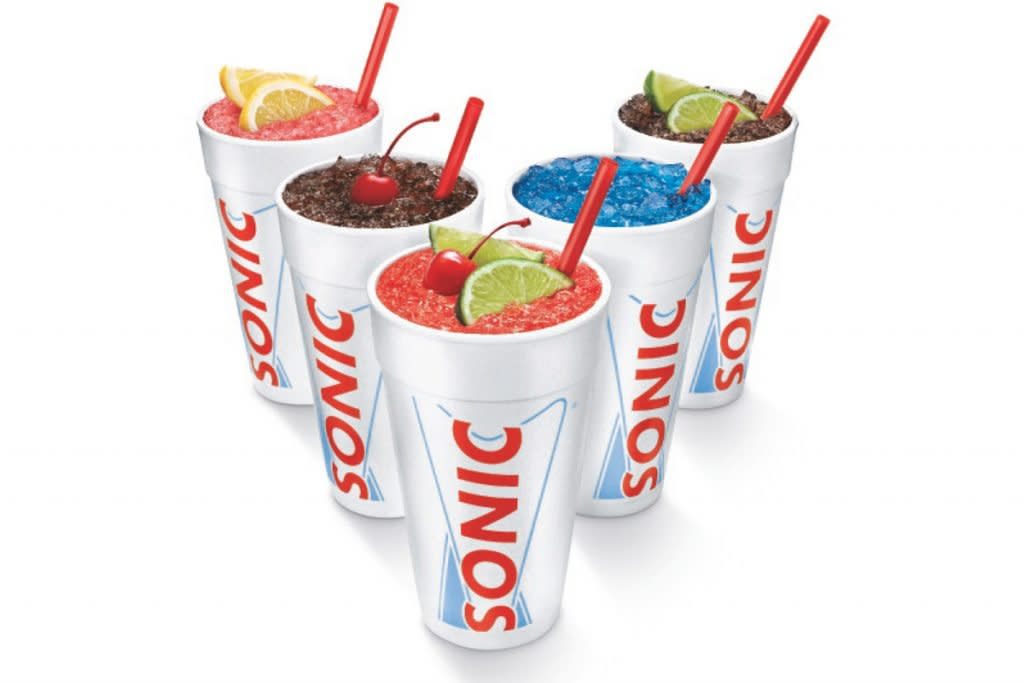 Flavored drinks are photographed at Sonic. 