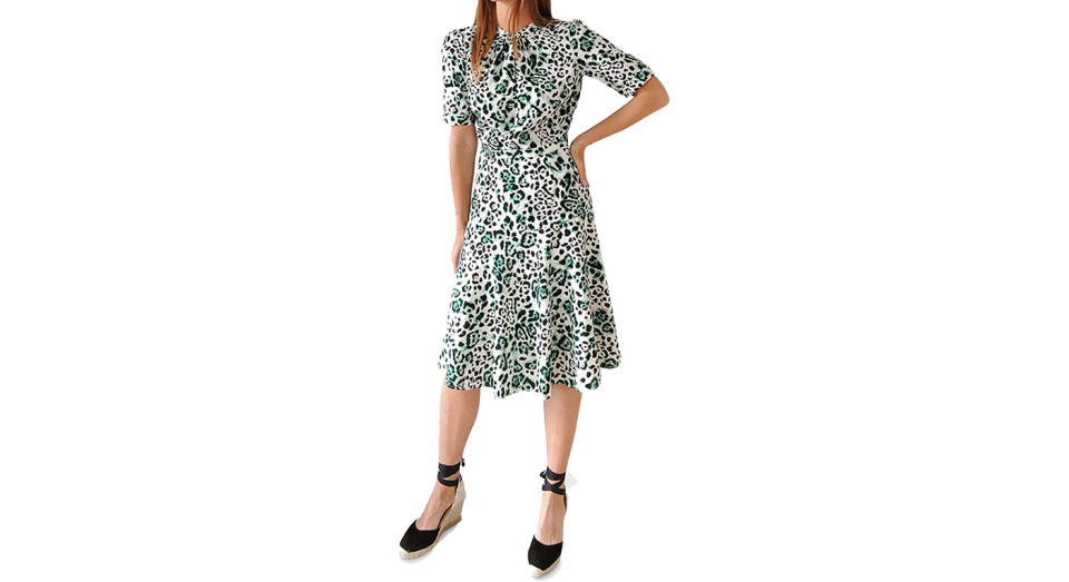 Sosandar Animal Print Twist Neck Dress