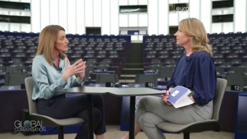 Roberta Metsola, President of the European Parliament and Méabh McMahon, Euronews Correspondent