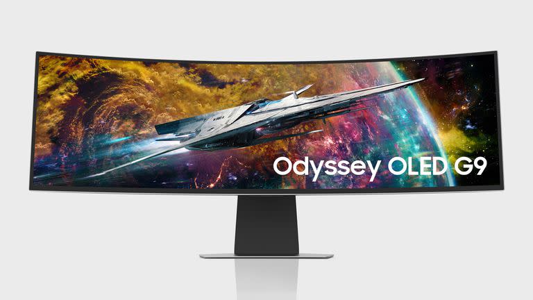 Un monitor Odyssey OLED G9 de Samsung, con un panel de 49 pulgadas