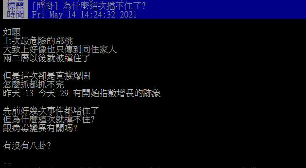 網友貼文發問「為什麼這次擋不住了？」（圖／翻攝自PTT）