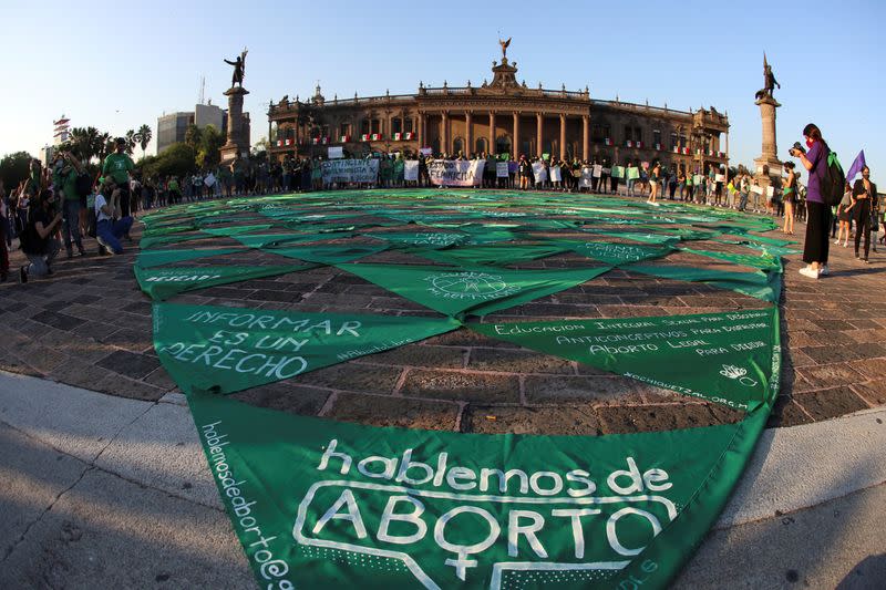FILE PHOTO: Women take part in a demonstration to mark the International Safe Abortion Day in Monterrey