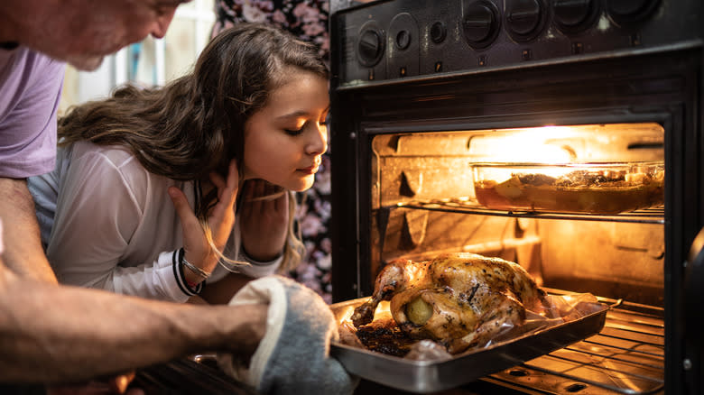 Taking chicken out of oven