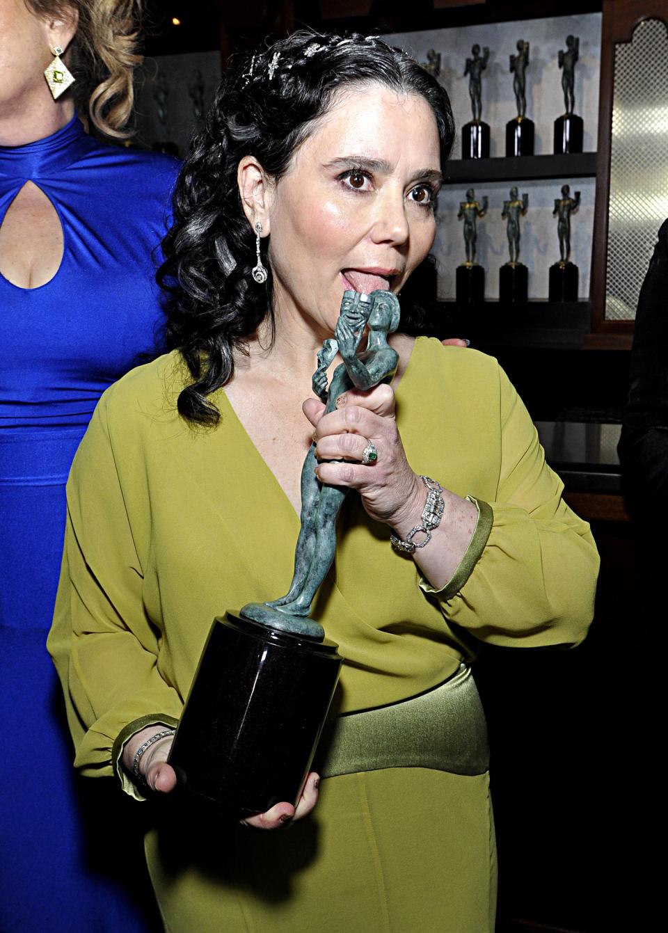Alex Borstein taste-tested her award for outstanding ensemble in a comedy series for <em>The Marvelous Mrs. Maisel</em>, you know, in case it was chocolate. 