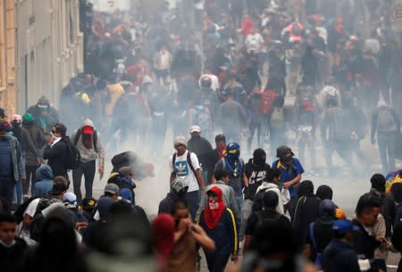 Protests against Ecuador's President Lenin Moreno's austerity measures in Quito