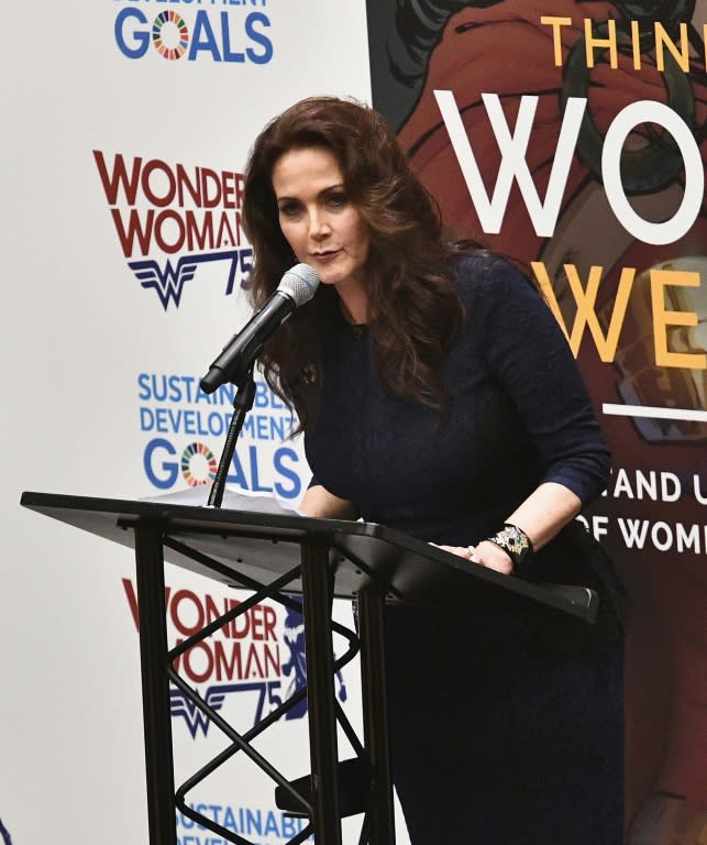 Actress Lynda Carter attends the Wonder Woman UN Ambassador Ceremony at United Nations on October 21, 2016 in New York City