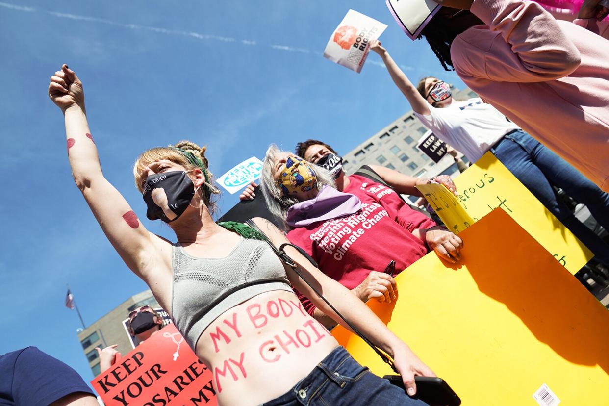 Protesters attend the Rally For Abortion Justice on October 02, 2021 in Washington, DC.