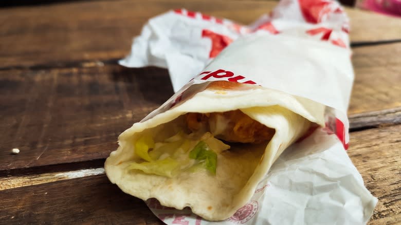 KFC wrap wood table