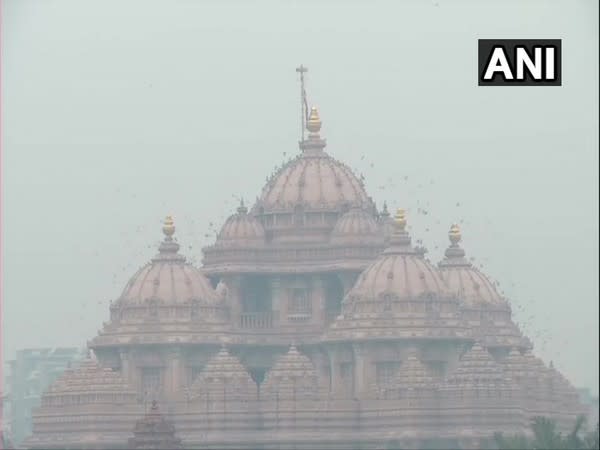 Visual of Akshardham Temple in the national capital on Monday. (Photo/ANI)