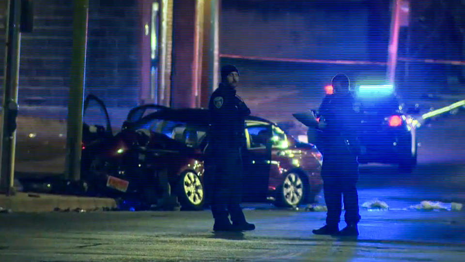 Police respond to the scene of a crash in Baltimore on Jan. 28, 2023. (WBAL)