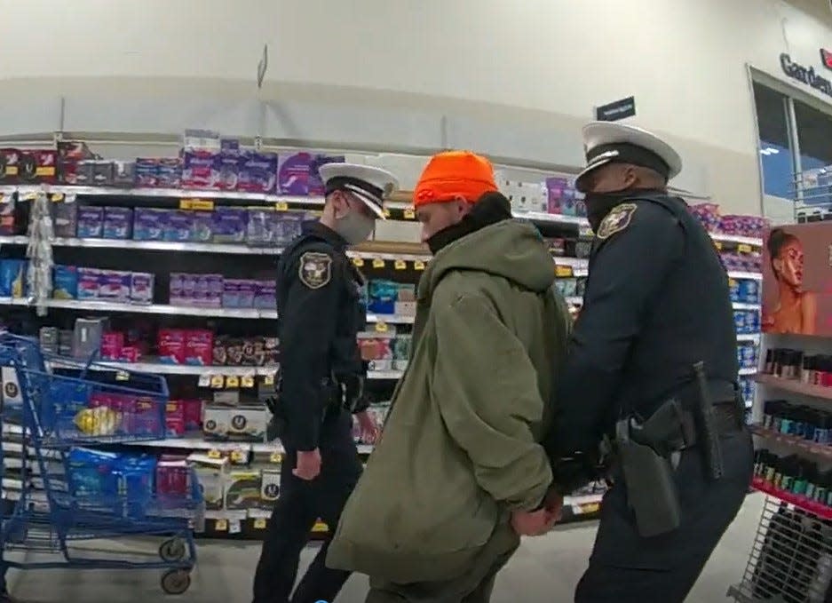 Video still showing the arrest of a man accused of shoplifting at the Meijer in West Chester on Jan. 29, 2021.