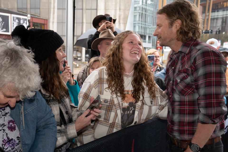 Dierks Bentley visits with fans during the Music City Walk of Fame Induction Ceremony at Walk of Fame Park Tuesday, April 5, 2022 in Nashville, Tenn. 