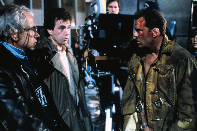 <p>20th Century Fox/Kobal/Shutterstock </p> Jan de Bont, John McTiernan and Bruce Willis.