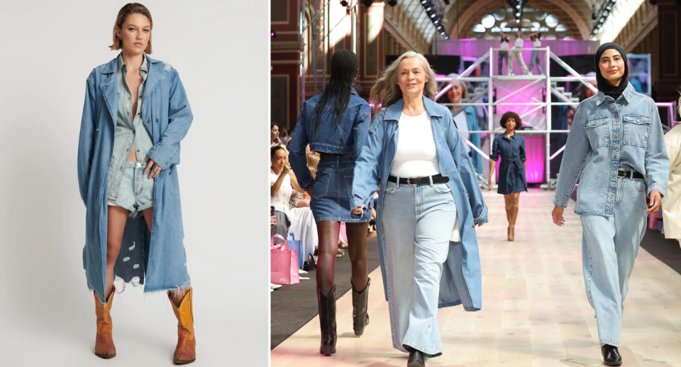 Kmart's denim trench, priced at $x, is an alternative to the $350 One Teaspoon trench. Photo: One Teaspoon/Kmart