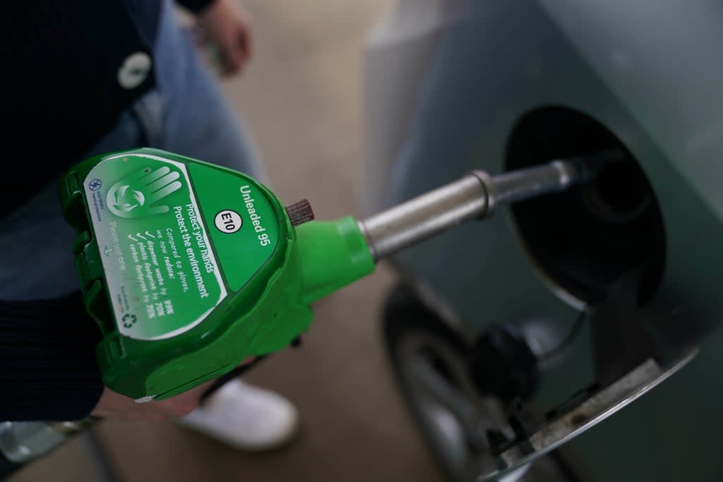 Average petrol prices have exceeded 155p per litre for the first time as oil prices continue to soar due to Russia’s invasion of Ukraine (Joe Giddens/PA) (PA Wire)