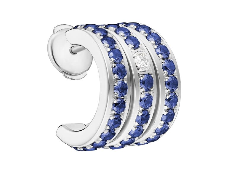 PIAGET Possession系列18K白金藍寶石鑽石三圈耳環，建議售價NT$159,000