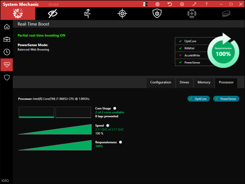 System Mechanic's Live Boost tool lets you boost your PC's power in real time or on demand. (Photo: iolo)