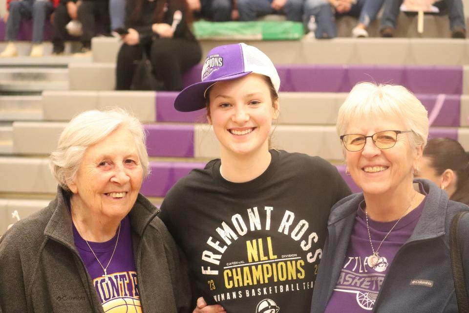 Lyndi Wolf, center, is a sophomore for Ross. Jane Walter, left, is Wolf's great aunt and Phyllis Wolf is grandma.