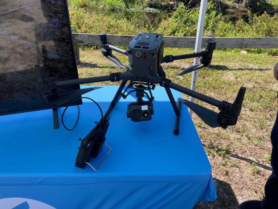 FPL demonstrated how a drone can inspect a pole Wednesday.