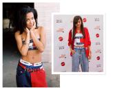 <p>Aaliyah’s 1996 Tommy Jeans campaign will forever remain an all-American classic. We can’t see a top with that colorblocked logo and <em>not</em> think of it. It helped redefine “borrowed form the boys” and made a crop top and a boxer-style underwear band the pinnacle of cool. (Photos: Tommy Hilfiger, Getty Images) </p>