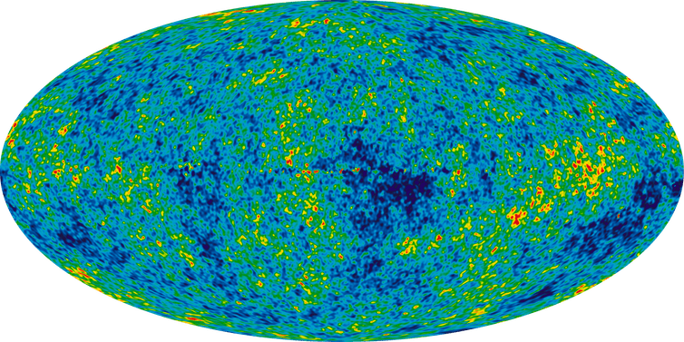 <span class="caption">The Cosmic Microwave Background temperature fluctuations from the seven-year WMAP data over the sky.</span> <span class="attribution"><span class="source">NASA/WMAP</span></span>