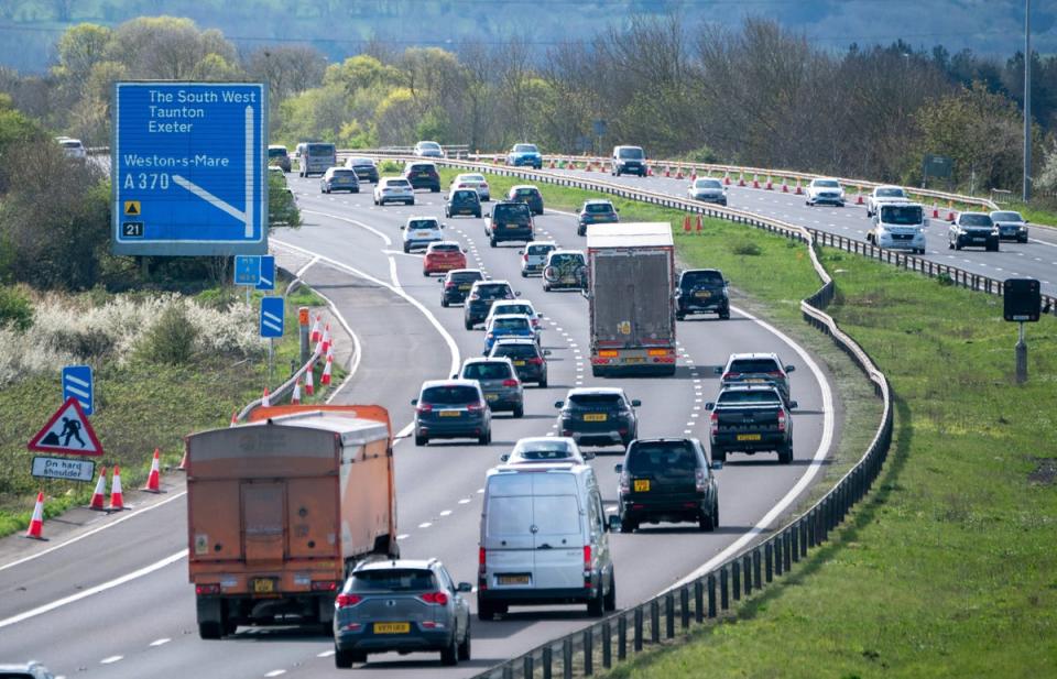 Motorway traffic on the M5 motorway near Weston-super-Mare, Somerset (Ben Birchall/PA Wire)