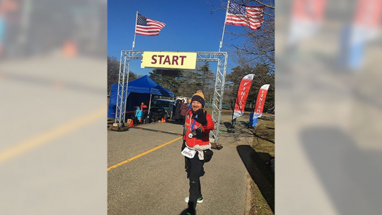 Stephen Park is shown running a leg in his Triple 7 Quest. Photo from CTV News.