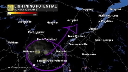 Quebec lightning potential