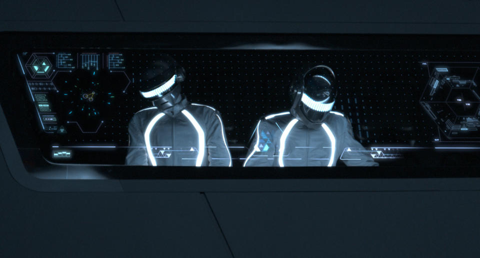 Daft Punk in a still from Tron: Legacy. (Disney)