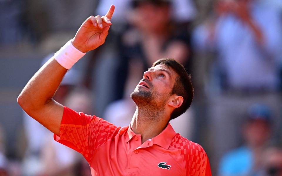 Novak Djokovic at Roland Garros - EMMANUEL DUNAND/AFP via Getty Images