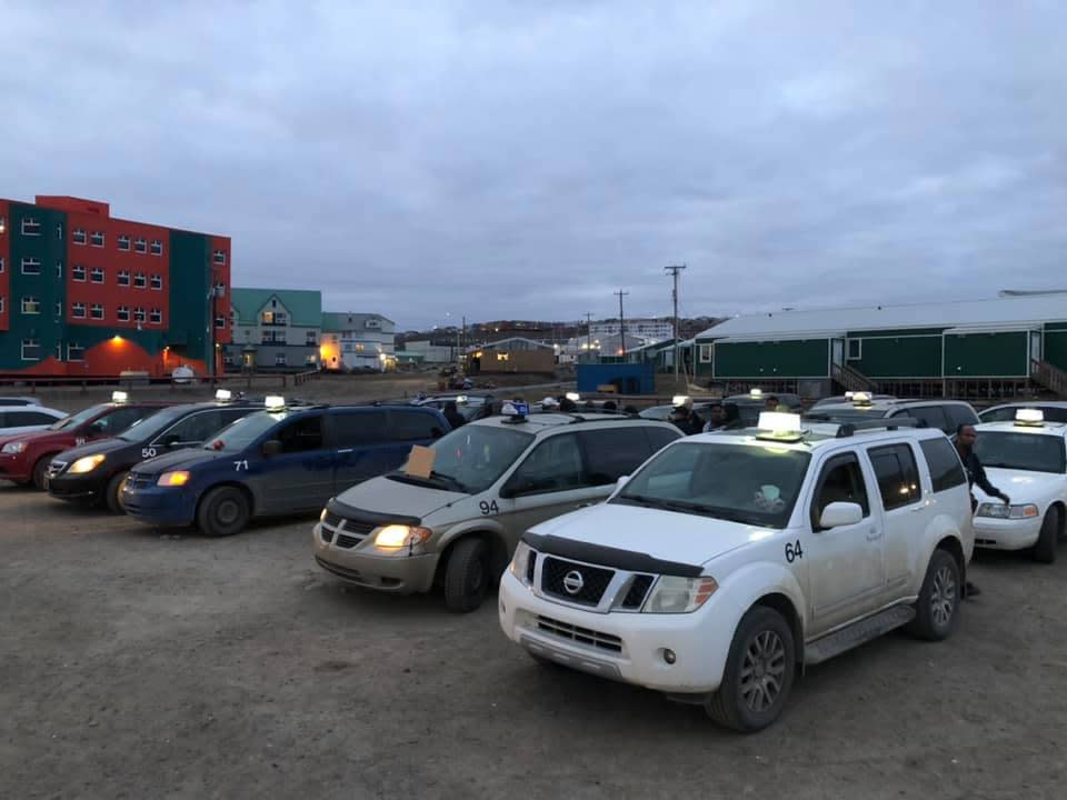 Caribou Cabs taxi drivers are protesting now in Iqaluit. Drivers say rocks have been thrown at the cabs and nothing is happening even after they have reported it to RCMP, City of Iqaluit.